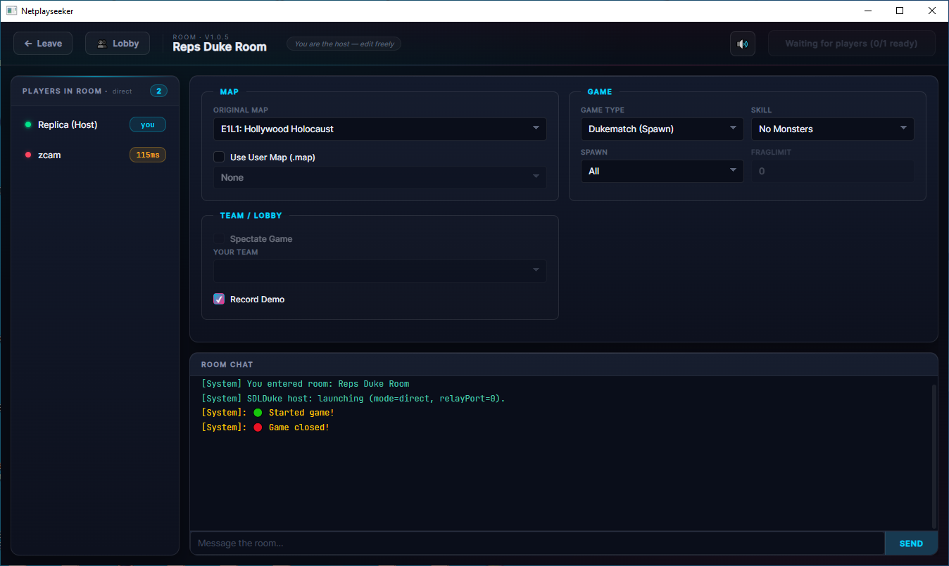 Netplayseeker Lobby